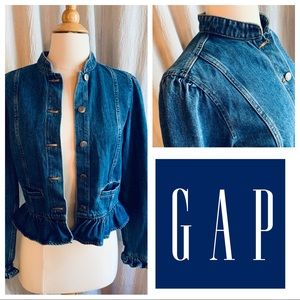 Adorable Gap Ruffle Denim Jacket, Size XS